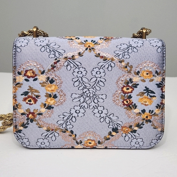NEW TORY BURCH ELEANOR SHOULDER CROSSBODY BAG SEA FROST FLORAL JEWELED PURSE - Picture 13 of 16
